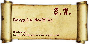 Borgula Noémi névjegykártya
